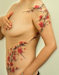 red flowers tattoos